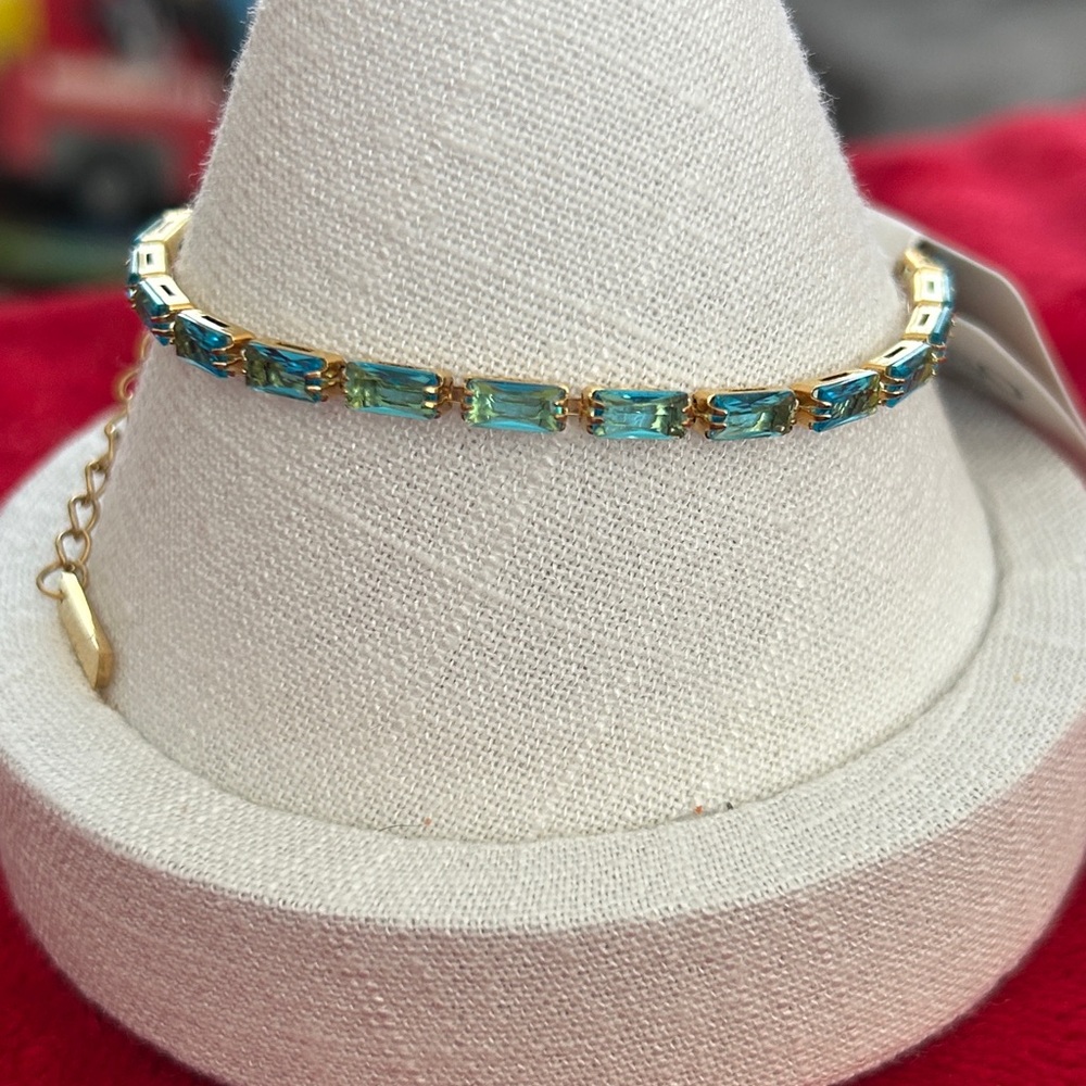 Oshena designer‎ beachwear radiant faceted ocean blue Gold tennis Bracelet